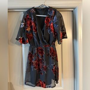 Black floral velvet dress, size large
